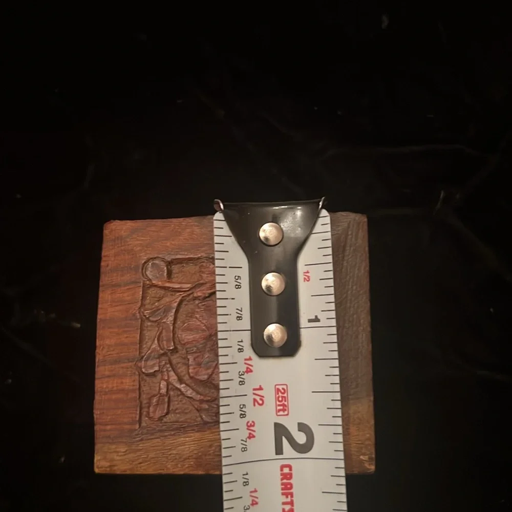 VTG Handcrafted Carved Wooden Trinket Box 2.25